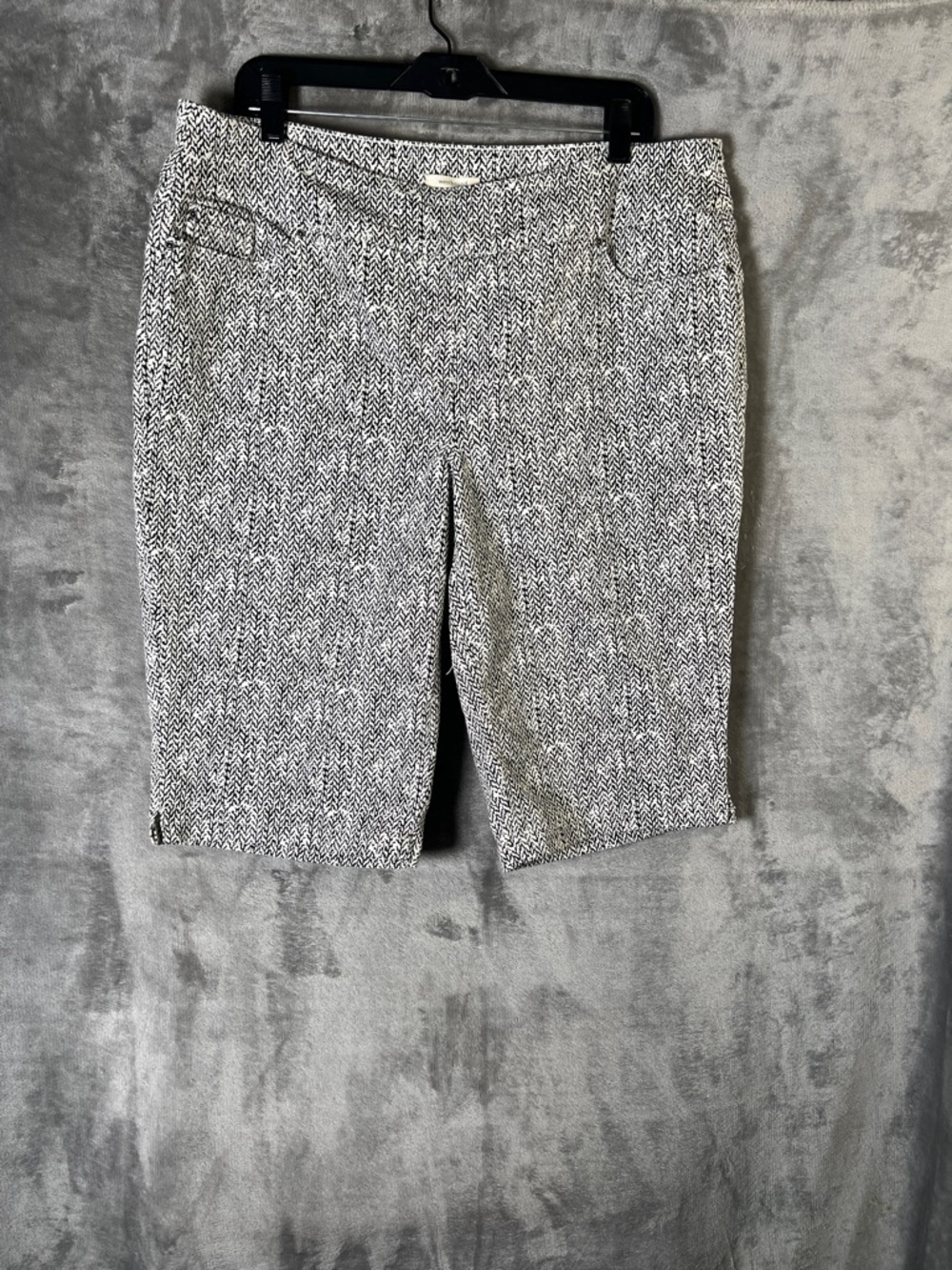 Westbound Black & White Tweed Bermuda Shorts